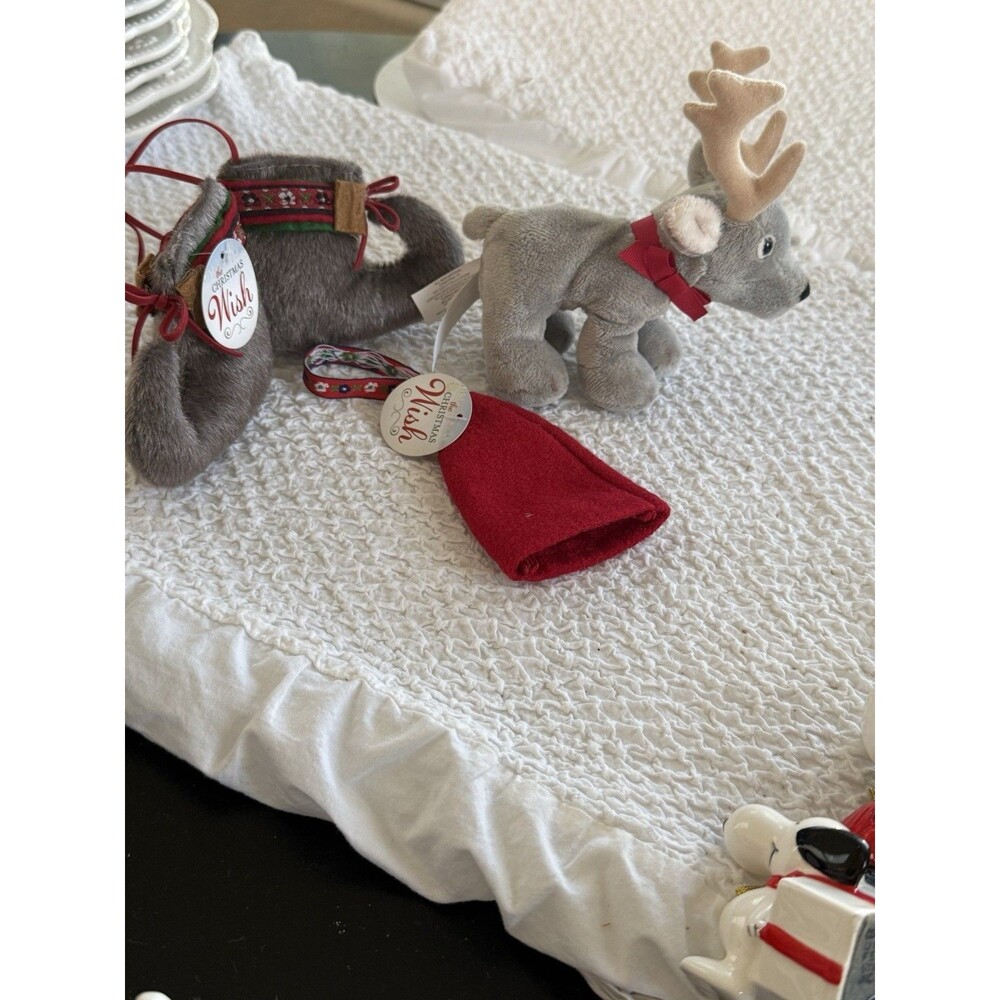 The Christmas Wish beanbag Reindeer Silvestri 2015 Hat Fur Boots Lot NWT